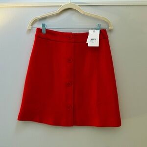 NWT 1901 Red A-Line Button-Front Tweed Skirt Size 4P